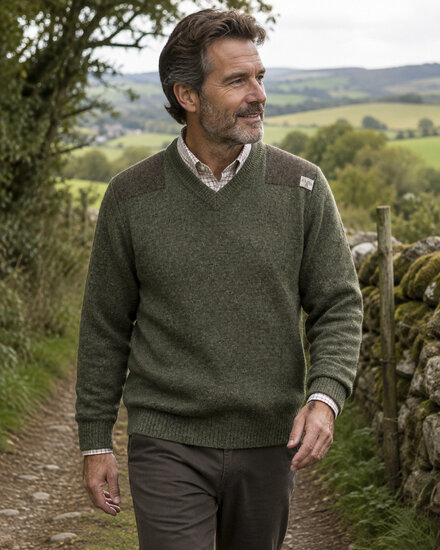 Wollen trui Drover V- Hals Derby Tweed