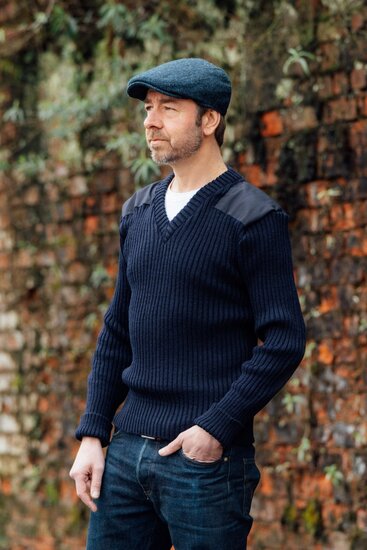 Wollen Leger Trui York V-Hals Navy