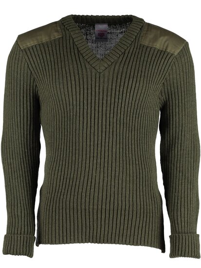 Wollen Leger Trui York V-Hals Olive