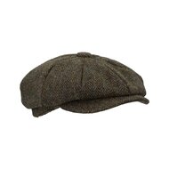 Walker en Hawkes Harris Tweed 8-Panel Thomas Baker Boy Cap Charcoal