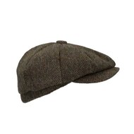 Walker en Hawkes Harris Tweed 8-Panel Thomas Baker Boy Cap Charcoal