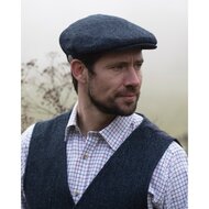 Walker en Hawkes Harris Tweed Oakmoor Flat Cap Midnight Blue