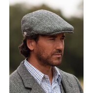 Walker en Hawkes Harris Tweed Oakmoor Flat Cap Steel Grey