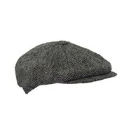 Walker en Hawkes Harris Tweed 8-Panel Thomas Baker Boy Cap Steel Grey