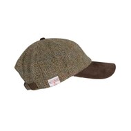 Walker en Hawkes Harris Tweed Brungton Baseball Cap Leren Klep Moss Green