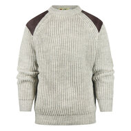 Highland Club Wollen Swaledale Trui Light Grey Welsh Donker Leer