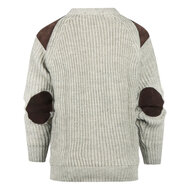 Highland Club Wollen Swaledale Trui Light Grey Welsh Donker Leer