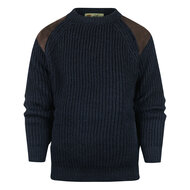 Highland Club Wollen Swaledale Trui Navy Donker Leer