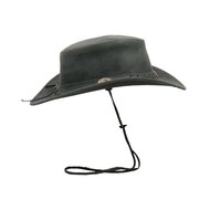 Walker en Hawkes Leather Outback Antique Explorer Hat Black