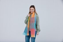 Foxford Mohair Grote Sjaal Turquoise Orange