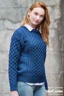 Aran Crafts (Unisex) Merinowollen Kabeltrui Kildare Denim