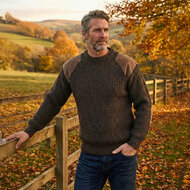 Wollen Swaledale trui Dark Grey Welsh