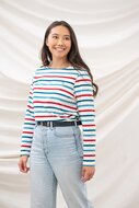 Lighthouse Shirt Causeway Red Current - Teal Stripe