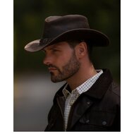 Walker en Hawkes Leather Outback Antique Explorer Hat Dark Brown