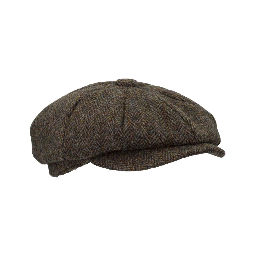 Walker en Hawkes Harris Tweed 8-Panel Thomas Baker Boy Cap Charcoal