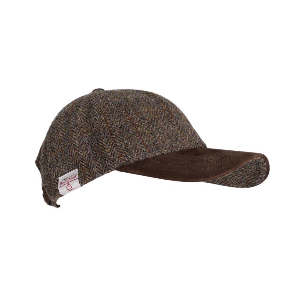 Walker en Hawkes Harris Tweed Brungton Baseball Cap Leren Klep Charcoal