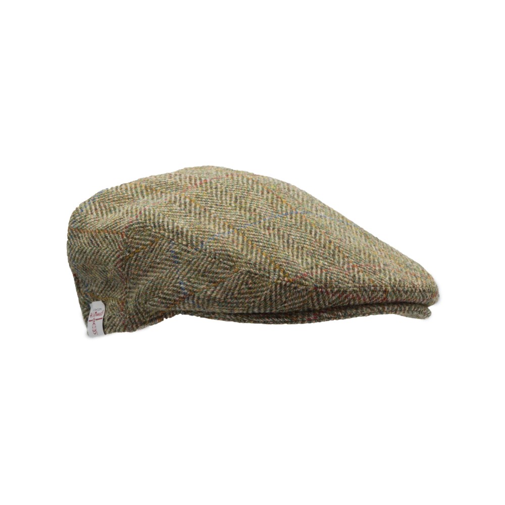 Walker en Hawkes Harris Tweed Oakmoor Flat Cap Moss Green