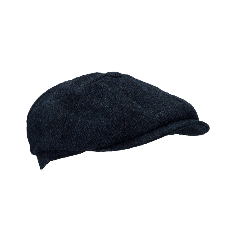 Walker en Hawkes Harris Tweed 8-Panel Thomas Baker Boy Cap Midnight Blue