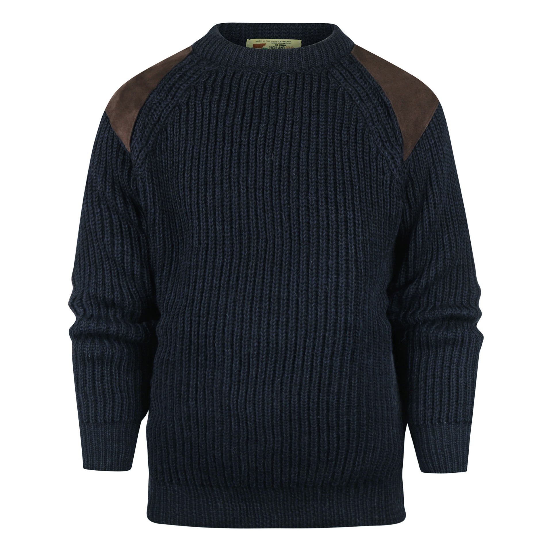 Highland Club Wollen Swaledale Trui Navy Donker Leer