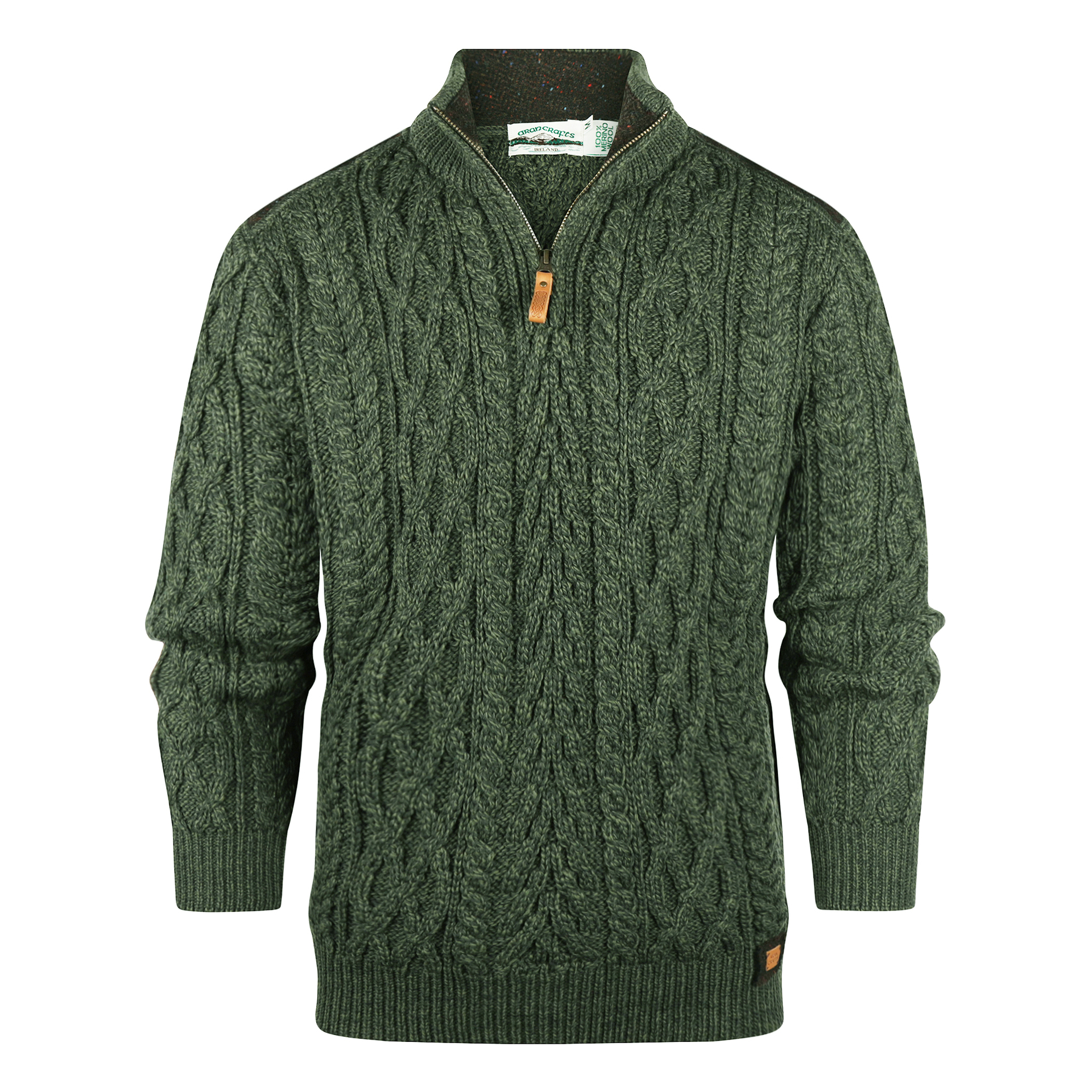 Aran Crafts Wollen trui Curracloe Army Green