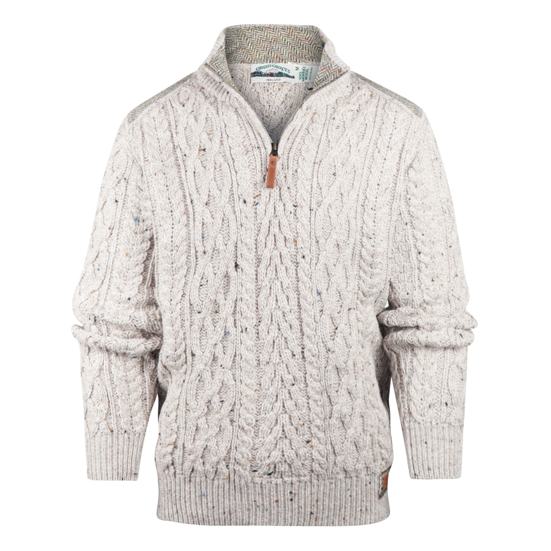 Aran Crafts Wollen trui Curracloe Oatmeal Nep