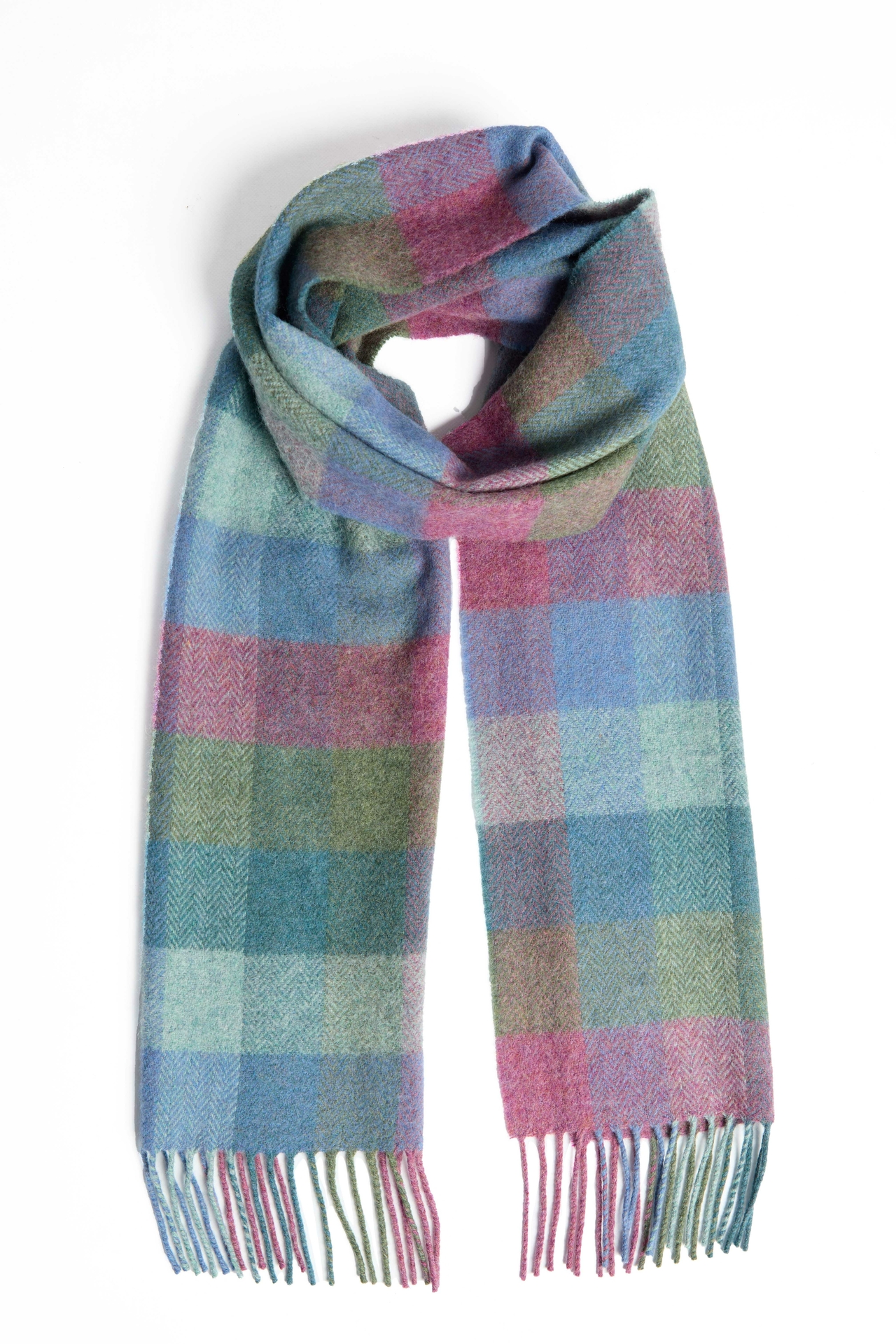 Foxford Lamswollen Sjaal Damask Green Turquoise