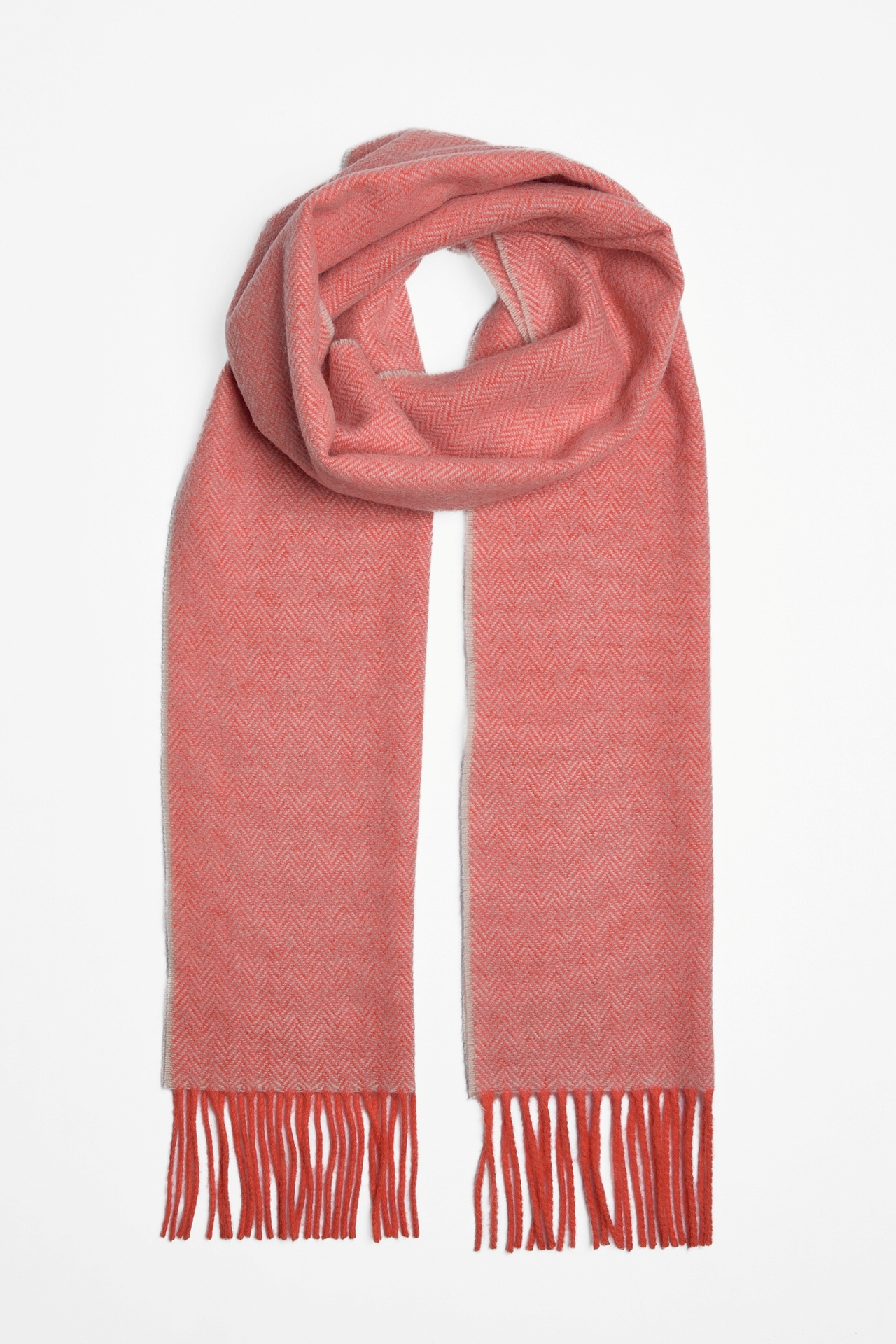 Foxford Lamswollen Sjaal Paprika Champagne Herringbone