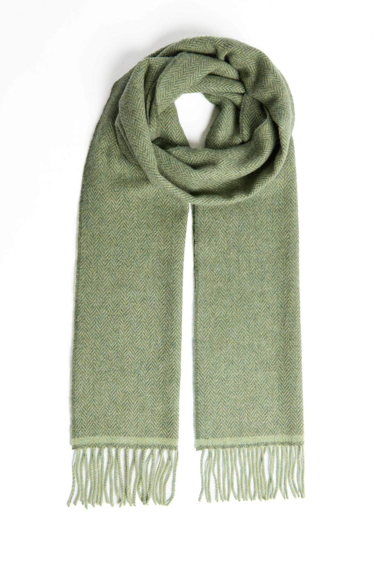 Foxford Lamswollen Sjaal Green Herringbone