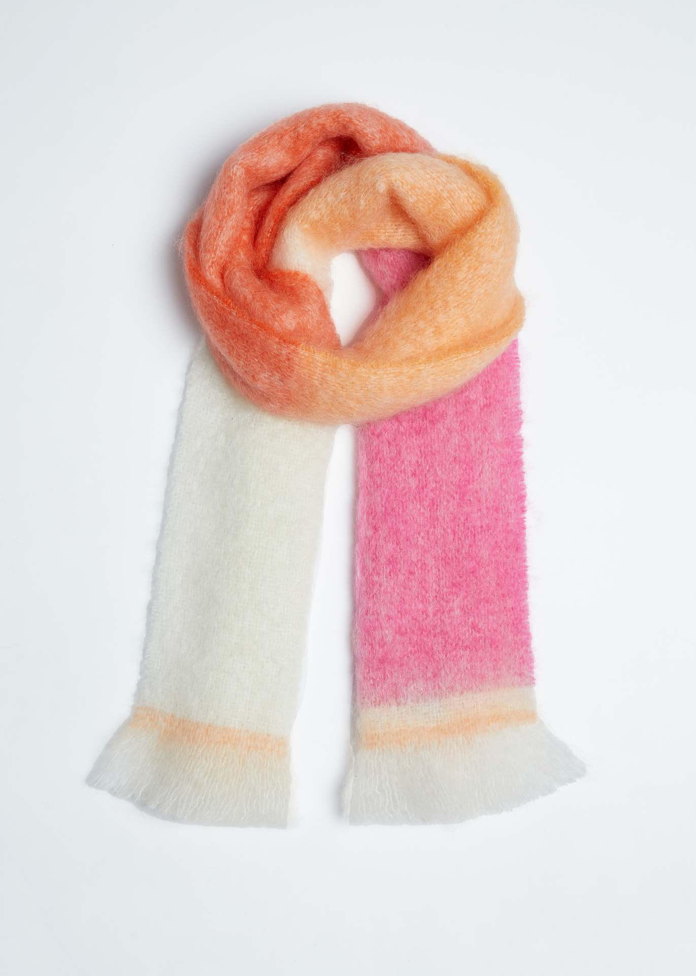 Foxford Mohair Grote Sjaal Pink Orange