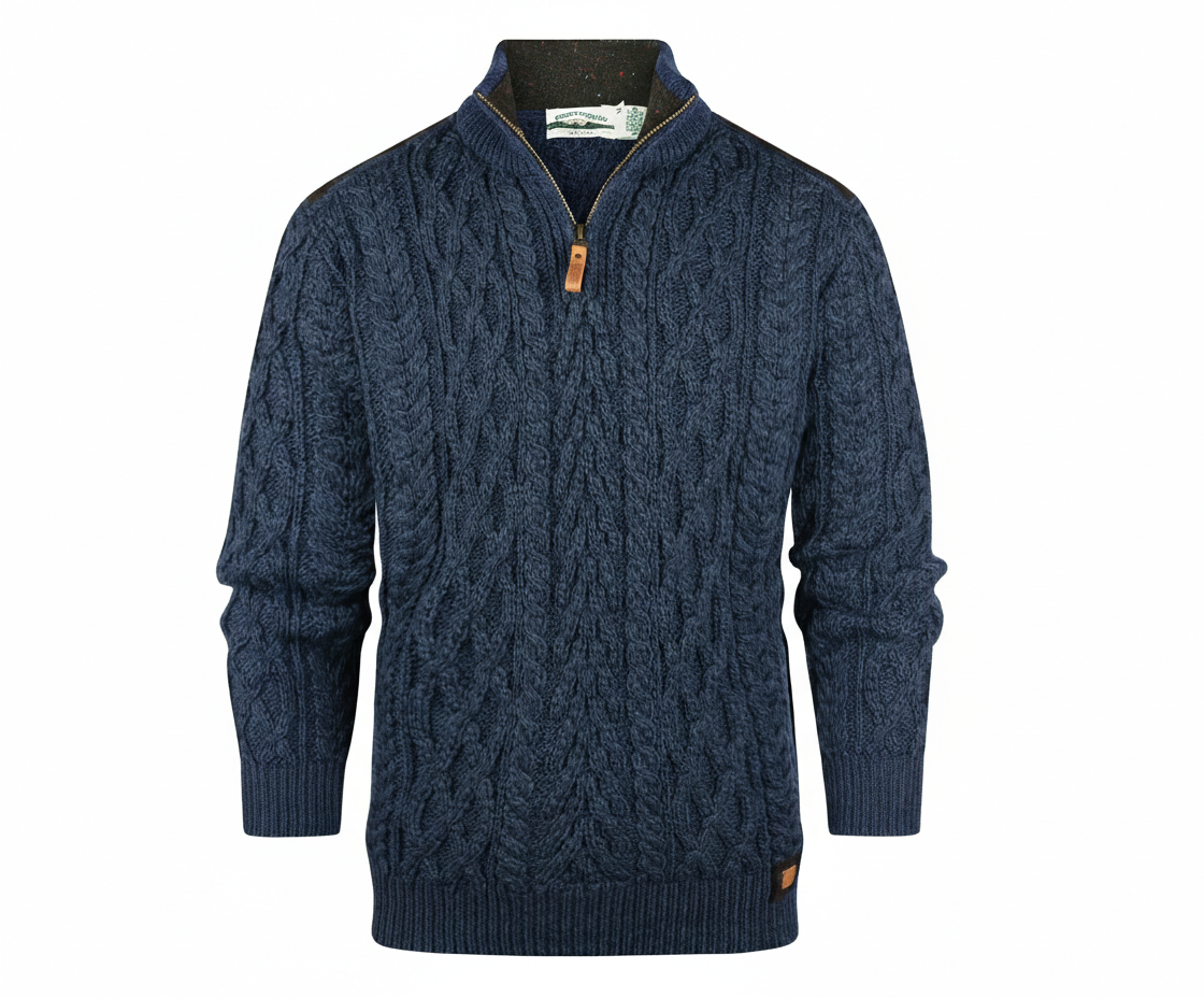 Aran Crafts Merinowollen trui Curracloe Navy