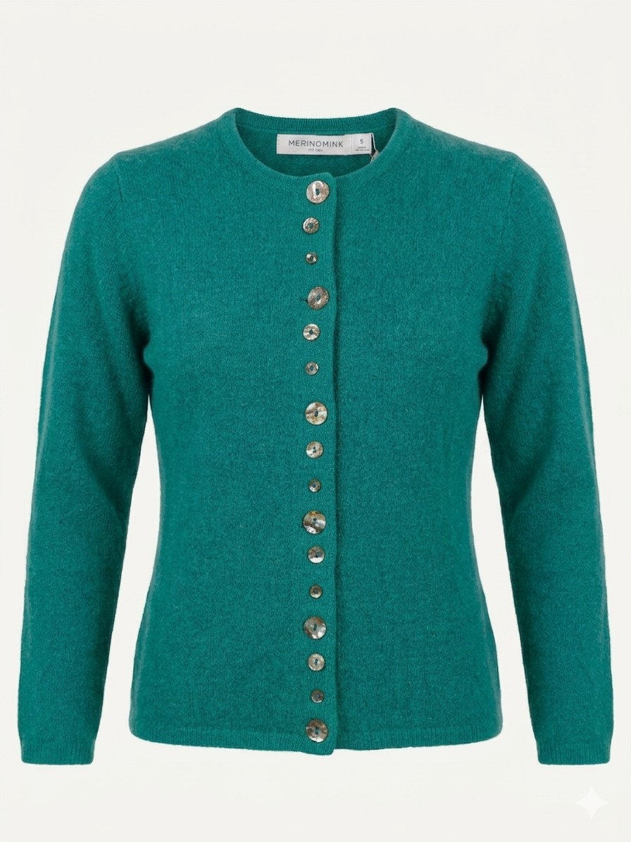 MerinoMink wollen vest Shell Cardigan - Glacier