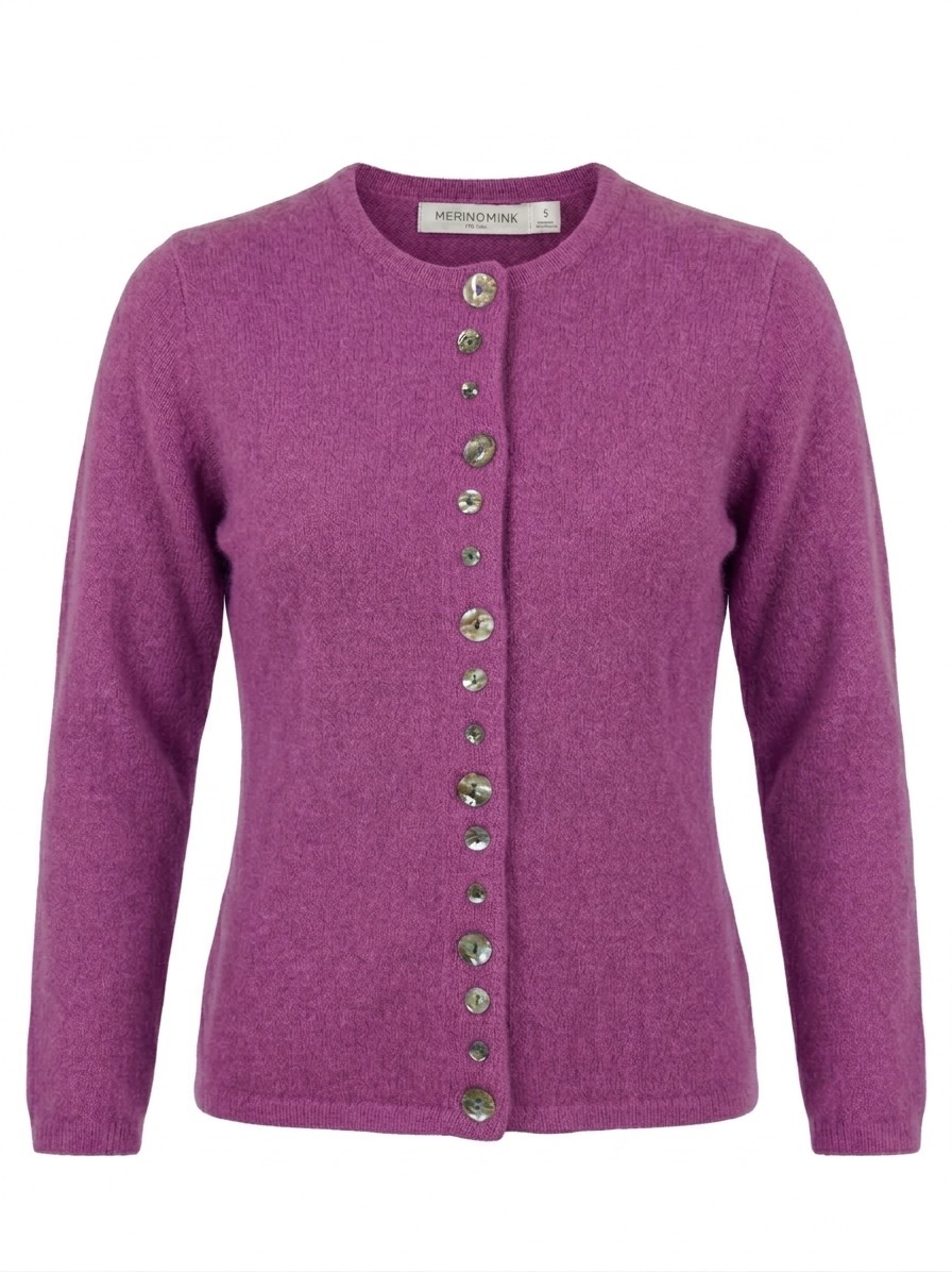 MerinoMink wollen vest Shell Cardigan - Lilac