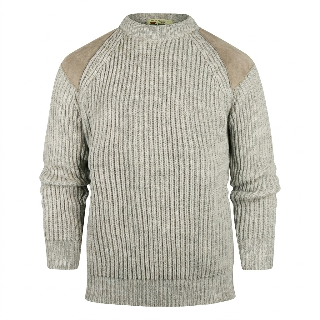 Highland Club Wollen Swaledale Trui Light Grey Welsh Licht Leer