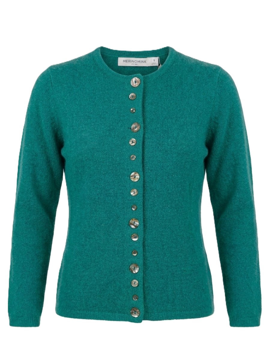 MerinoMink wollen vest Shell Cardigan - Glacier