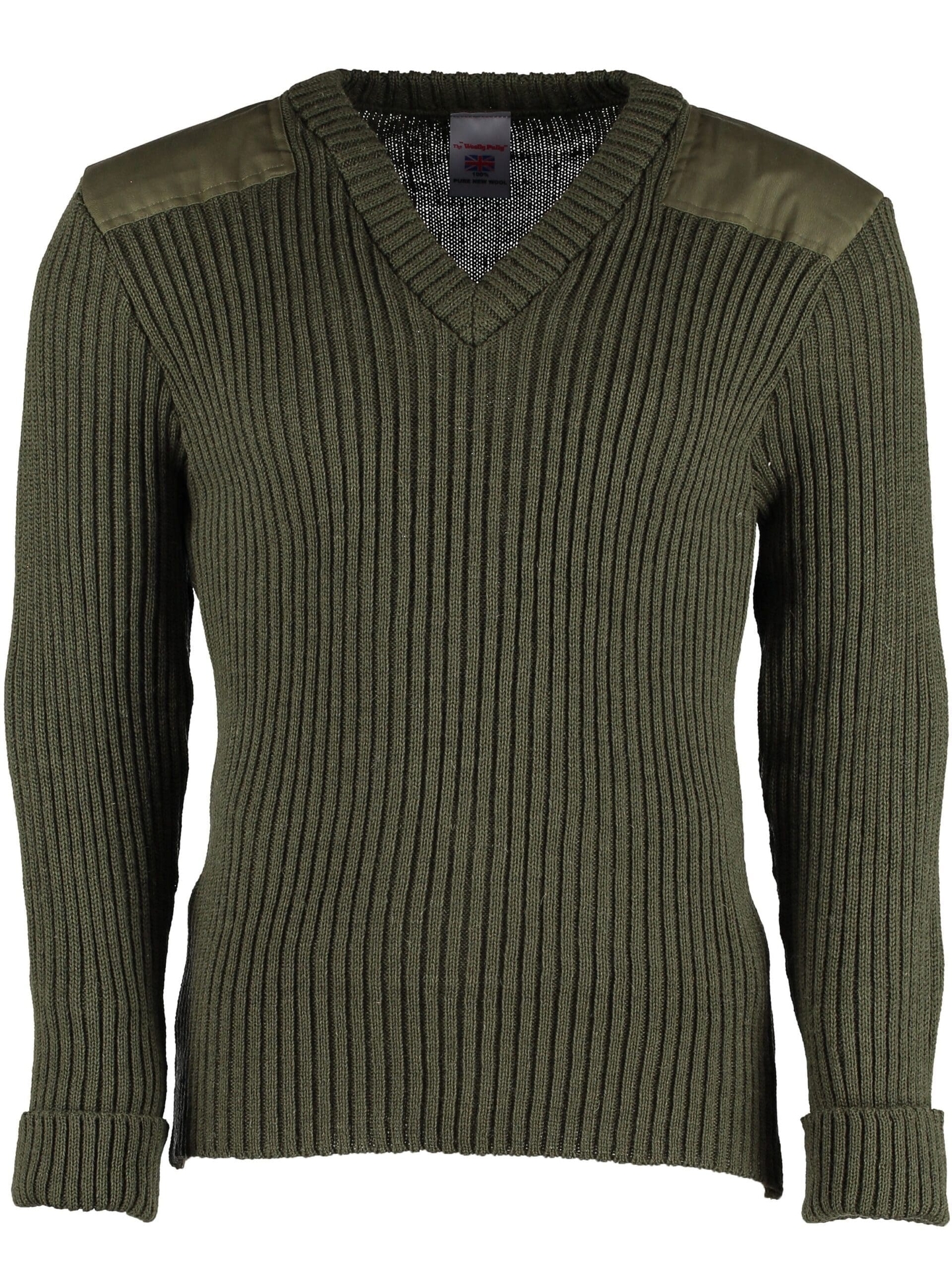 Wollen Leger Trui York V-Hals Olive