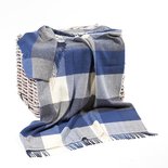 John Hanly Cashmere Plaid Wit Denim Visgraat