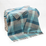 John Hanly Cashmere Plaid Blauw Grijs Groenblauw Geruit