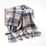 John Hanly Cashmere Plaid Denim Crème Grijs Geruit