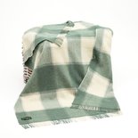 John Hanly Grote Plaid / Deken Wit Zeegroen Geruit