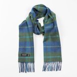 John Hanly Merinowollen Sjaal Denim Groen Geruit