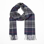 John Hanly Merinowollen Sjaal Navy Grijs Rood Geruit