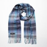 John Hanly Merinowollen Sjaal Navy Grijs Turquoise Geruit