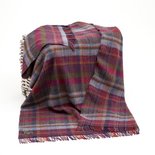 John Hanly Grote Plaid / Deken Framboos Navy Oranje Roze