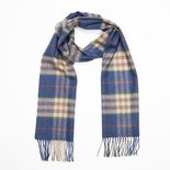 John Hanly Merinowollen Sjaal Blauw Camel Roest Geruit