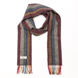 John Hanly Lange Lamswollen Sjaal Beige Rood Mosterd