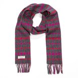 John Hanly Lange Lamswollen Sjaal Roze Grijs Rood Geruit