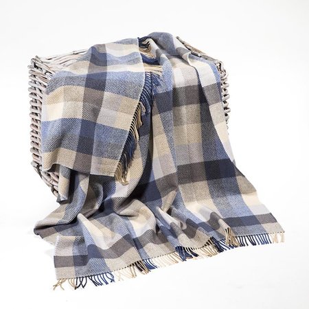Cashmere Plaid Denim Crème Grijs Geruit