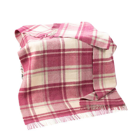 John Hanly Grote Plaid / Deken Wit Oudroze Geruit