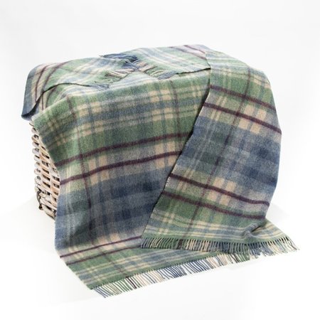Grote Plaid / Deken Denim Groen Camel Bordeaux Geruit
