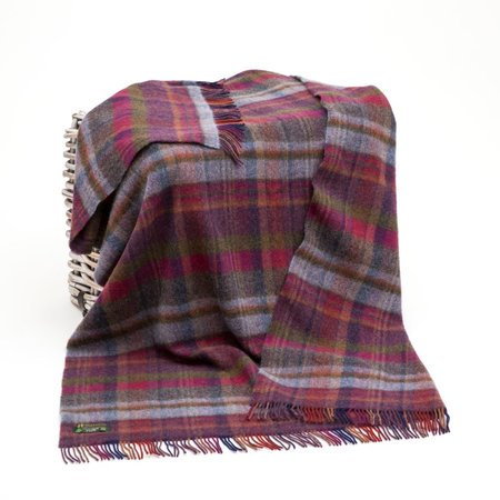 John Hanly Grote Plaid / Deken Framboos Navy Oranje Roze
